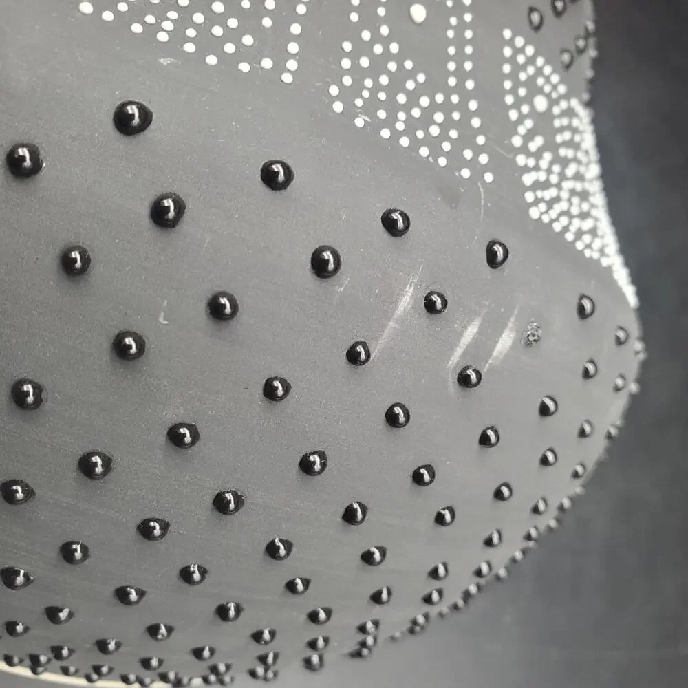 West Elm Hand Painted Gray Black Dot Ceramic Bowl Textured Centerpiece
